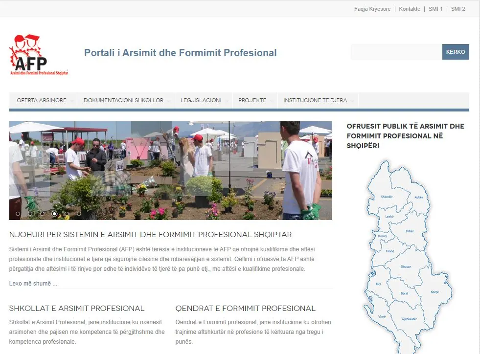 Portal of Education and Vocational Training - project screenshot